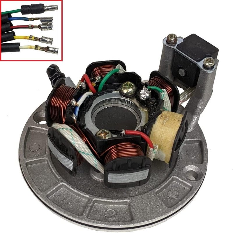 RedCap Stator Magneto 6 Coil 5-Wire with Mounting Plate for 50cc 70cc 90cc 110cc 125cc 140cc Dirt Pit Bikes Motocross ATV Quad Compatible with Apollo RFZ Z40 T40 Pitster Pro Stomp Thumpstar Engines - Image 1